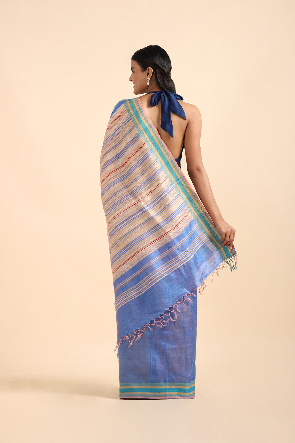 Blue Pure Tussar Silk Bhagalpuri Saree image number null