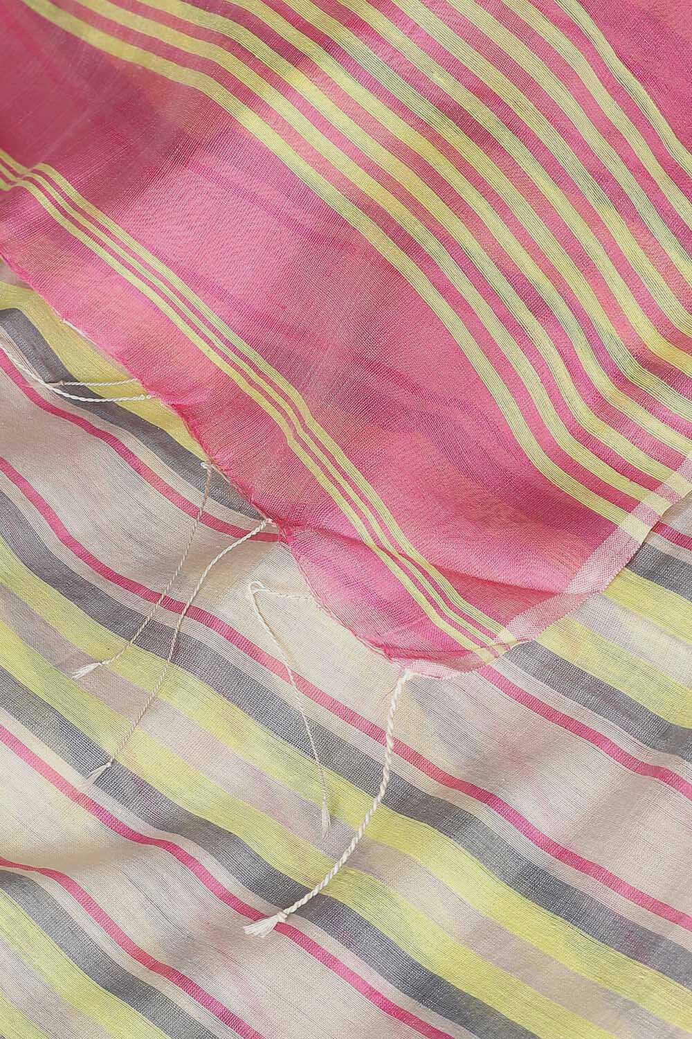 Off White Pure Silk Cotton Jamdani Saree image number null