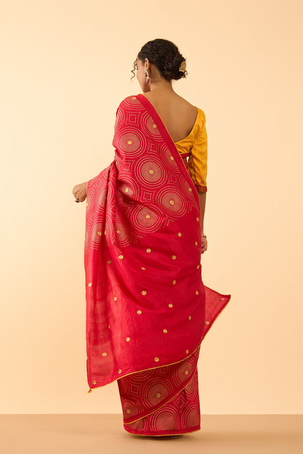 Red Murshidabad Block Printed Pure Silk Saree image number null