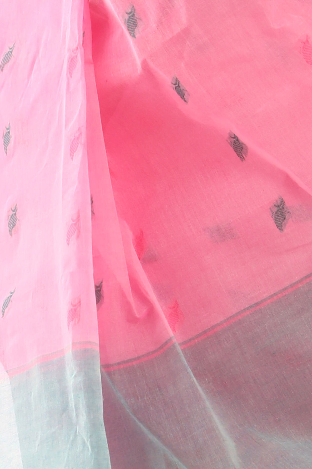 Pink Woven Pure Cotton Bengali Saree image number null