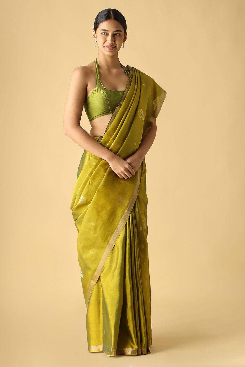 Light Green Pure Silk South Saree image number null