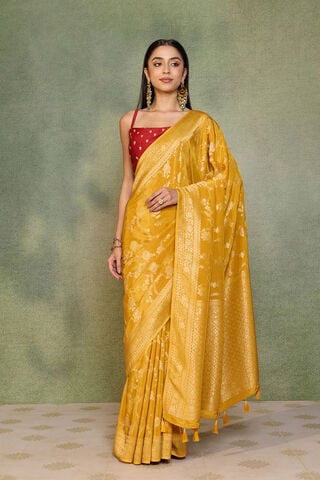 Yellow Woven Pure Viscose Saree thumbnail image number null