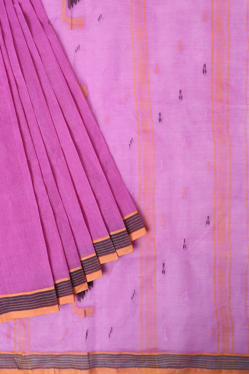 Purple Pure Pink Cotton Bengal Saree image number null