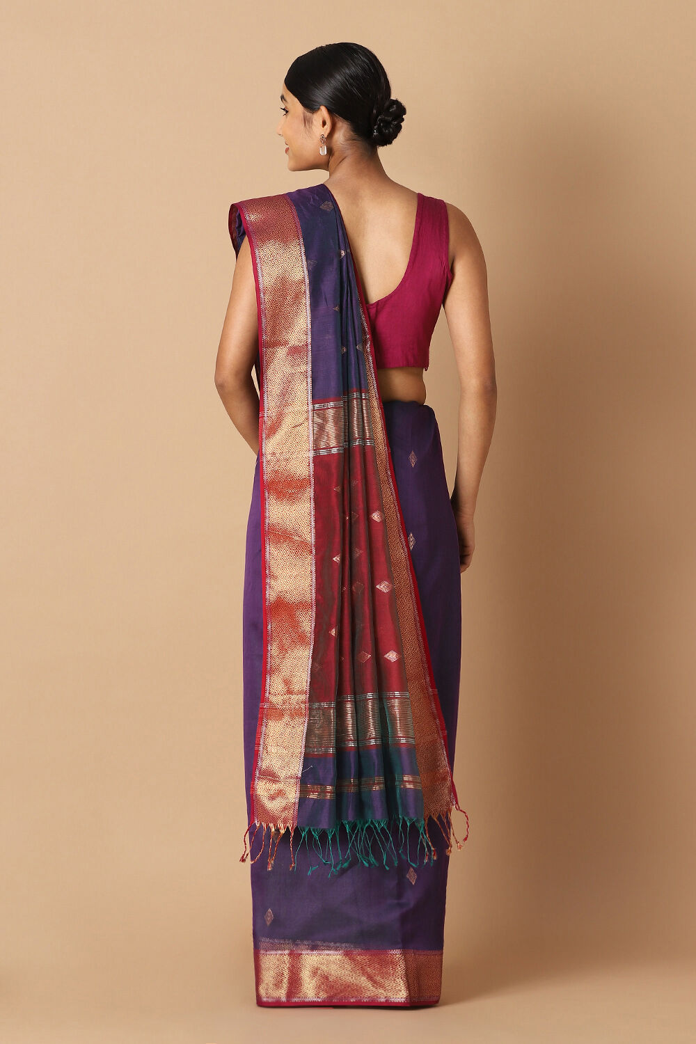 Purple Pure Silk Cotton Maheswari Saree image number null