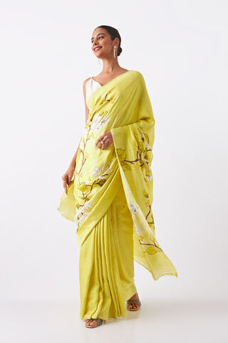 Light Green Pure Silk Hand Paint Saree thumbnail image number null