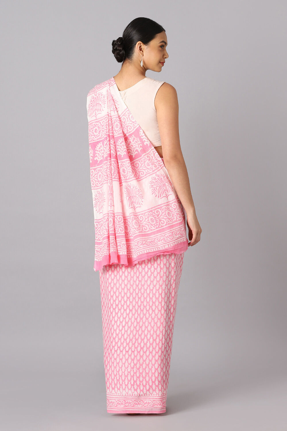 Light Pink Pure Cotton Sanganeri Printed Saree image number null
