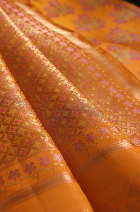 Brown Kanjivaram Tissue Silk Saree