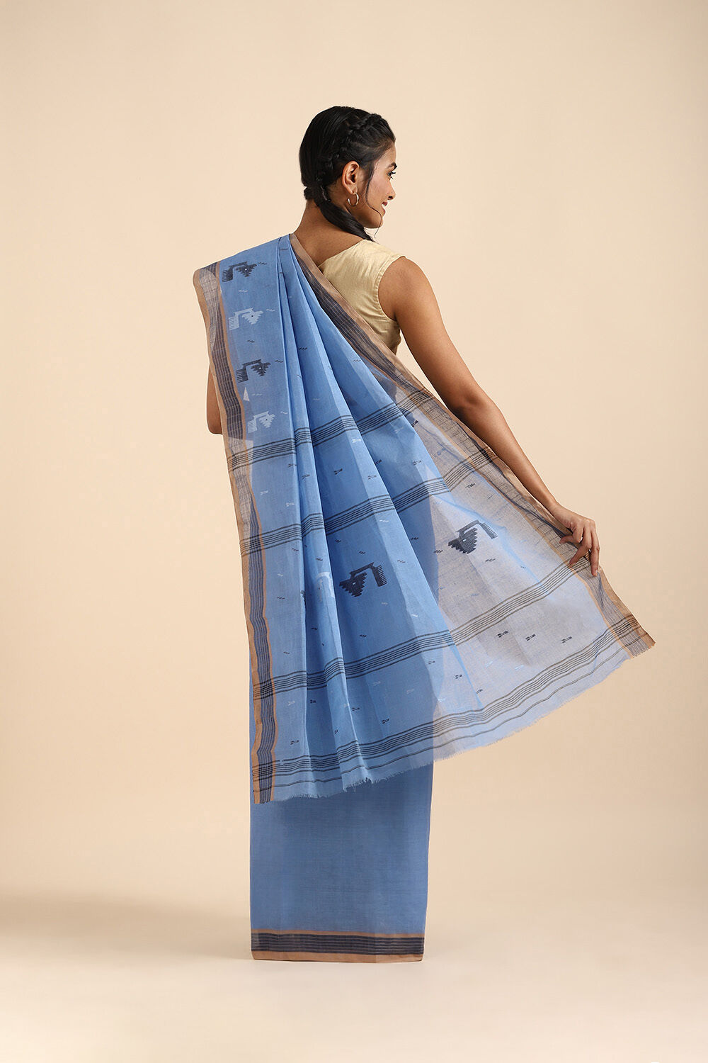 Violet Pure Cotton Bengal Saree image number null