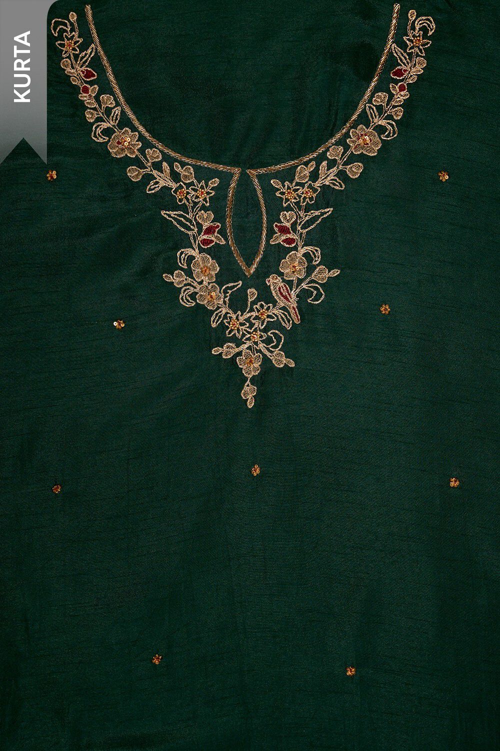 Dark Green Pure Viscose Embroidered Unstitched Suit Set image number null