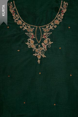 Dark Green Pure Viscose Embroidered Unstitched Suit Set thumbnail image number null