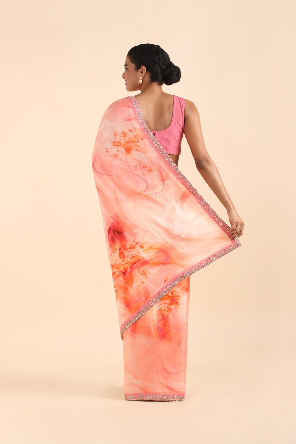 Light Pink Viscose Digital Printed Saree image number null