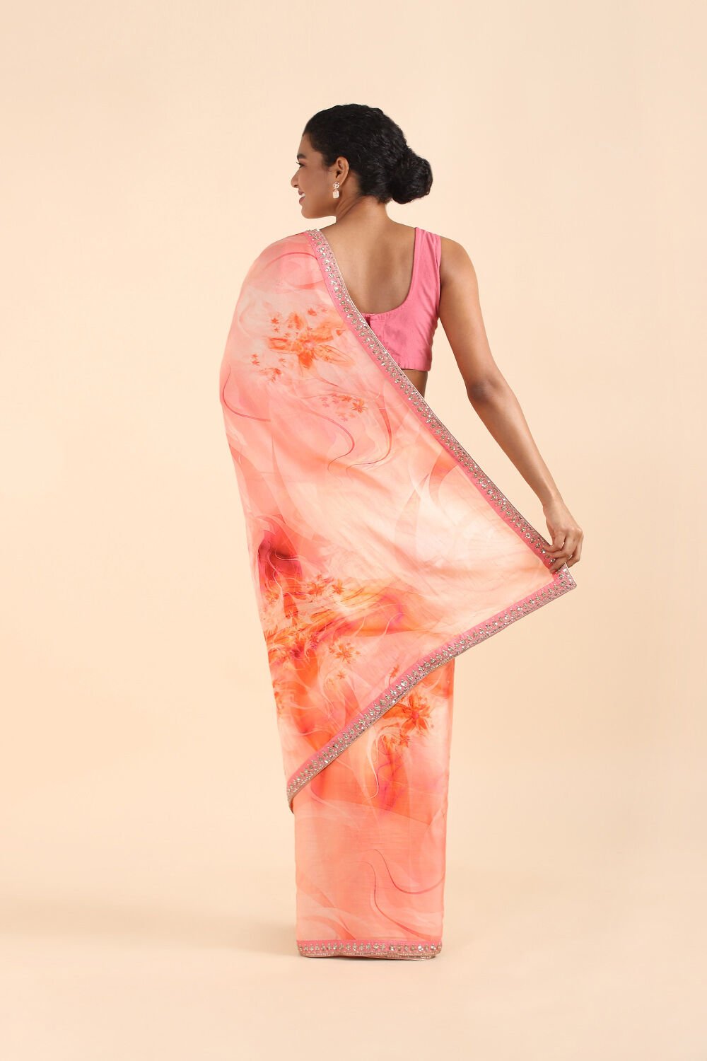 Light Pink Viscose Digital Printed Saree image number null
