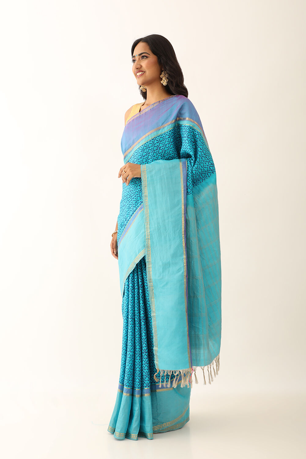 Blue Pure Silk South Printed Saree image number null
