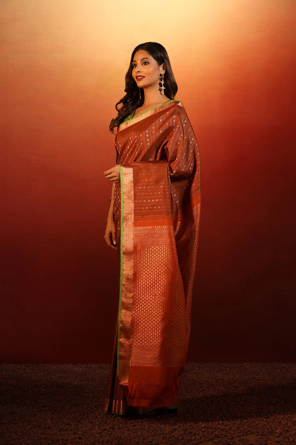 Maroon Woven Pure Silk Kanjivaram Saree image number null