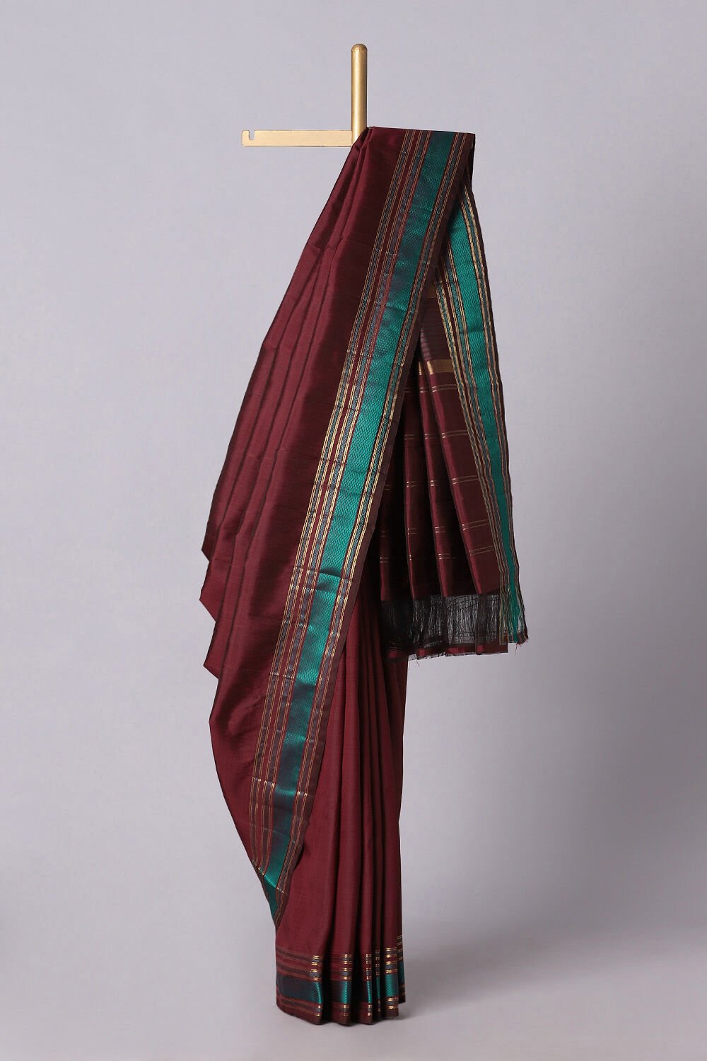 Dark Red Pure Silk Kanjivaram Saree image number null