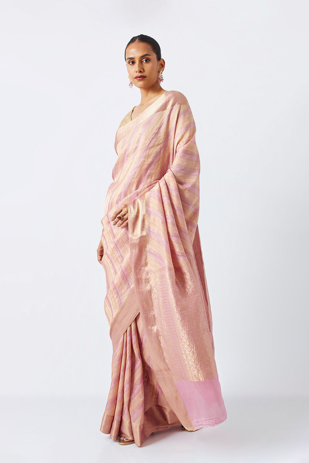 Light Pink Pure Crepe Woven Saree image number null