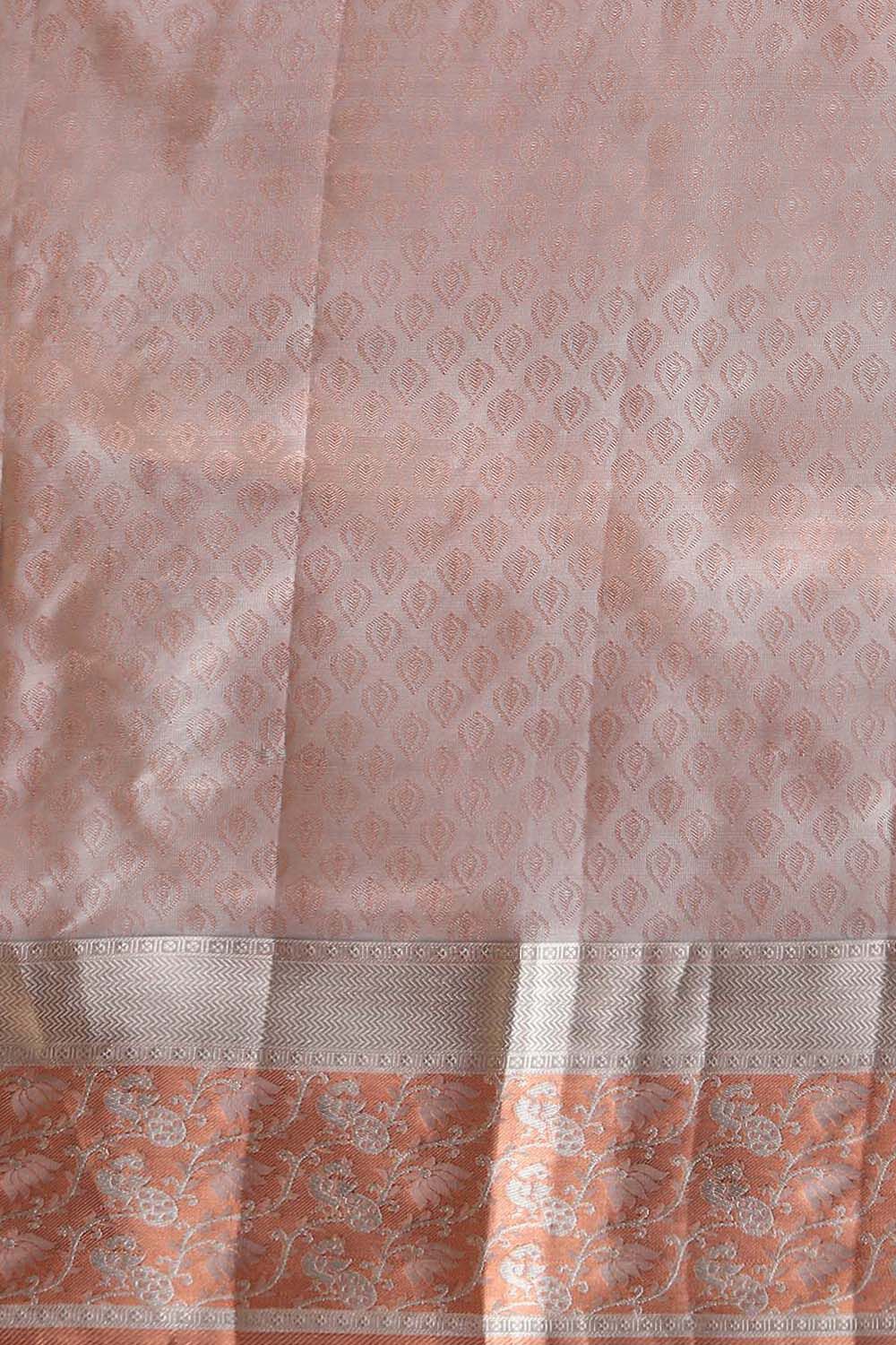 Light Orange Pure Silk Kanjivaram inspired Saree image number null