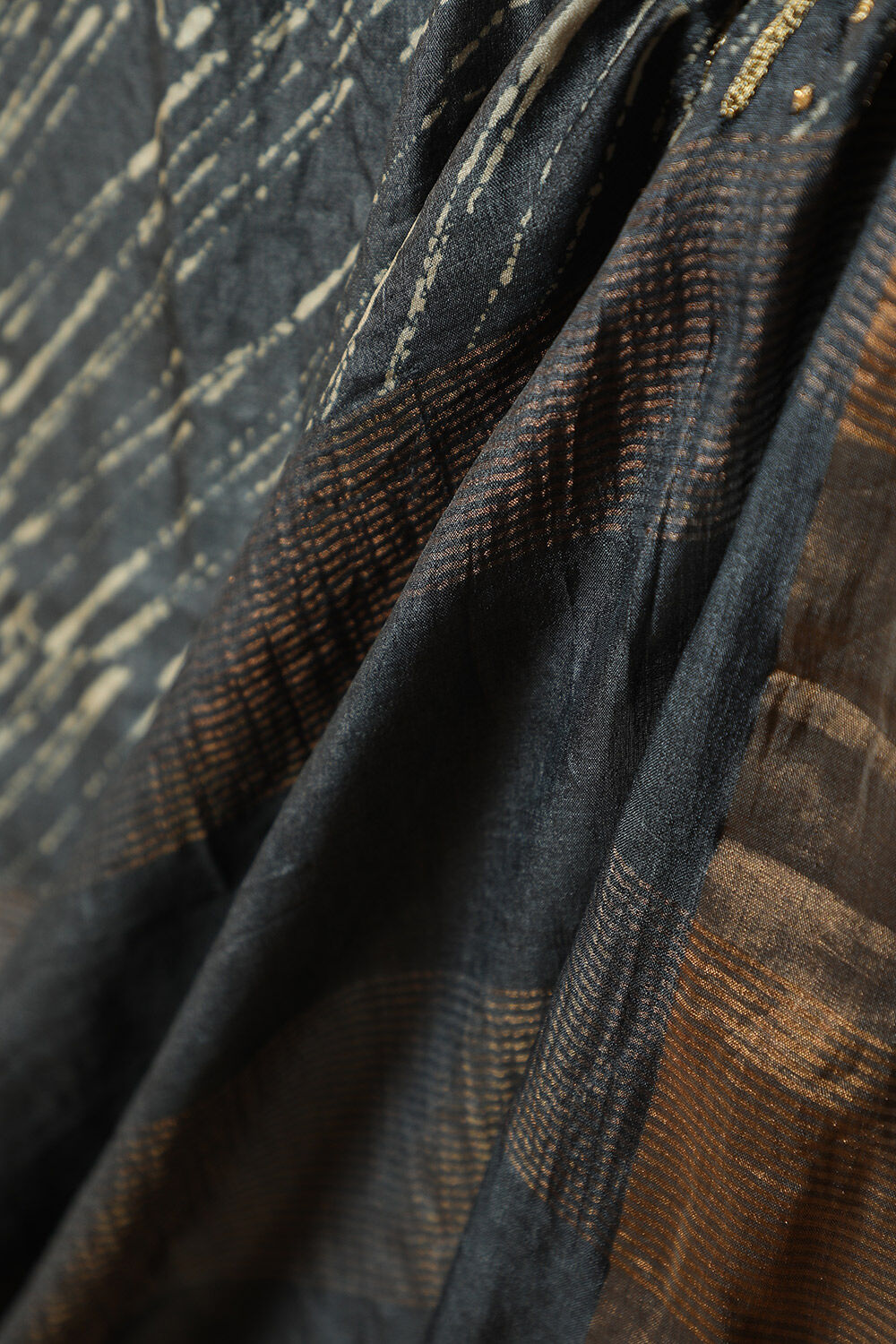 Navy Pure Tussar Silk Hand Painted Saree image number null