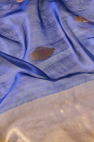 Dark Blue Eknaliya Pure Silk Chanderi Saree thumbnail image number null