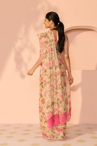 Beige Screen Printed Viscose Chiffon Saree thumbnail image number null