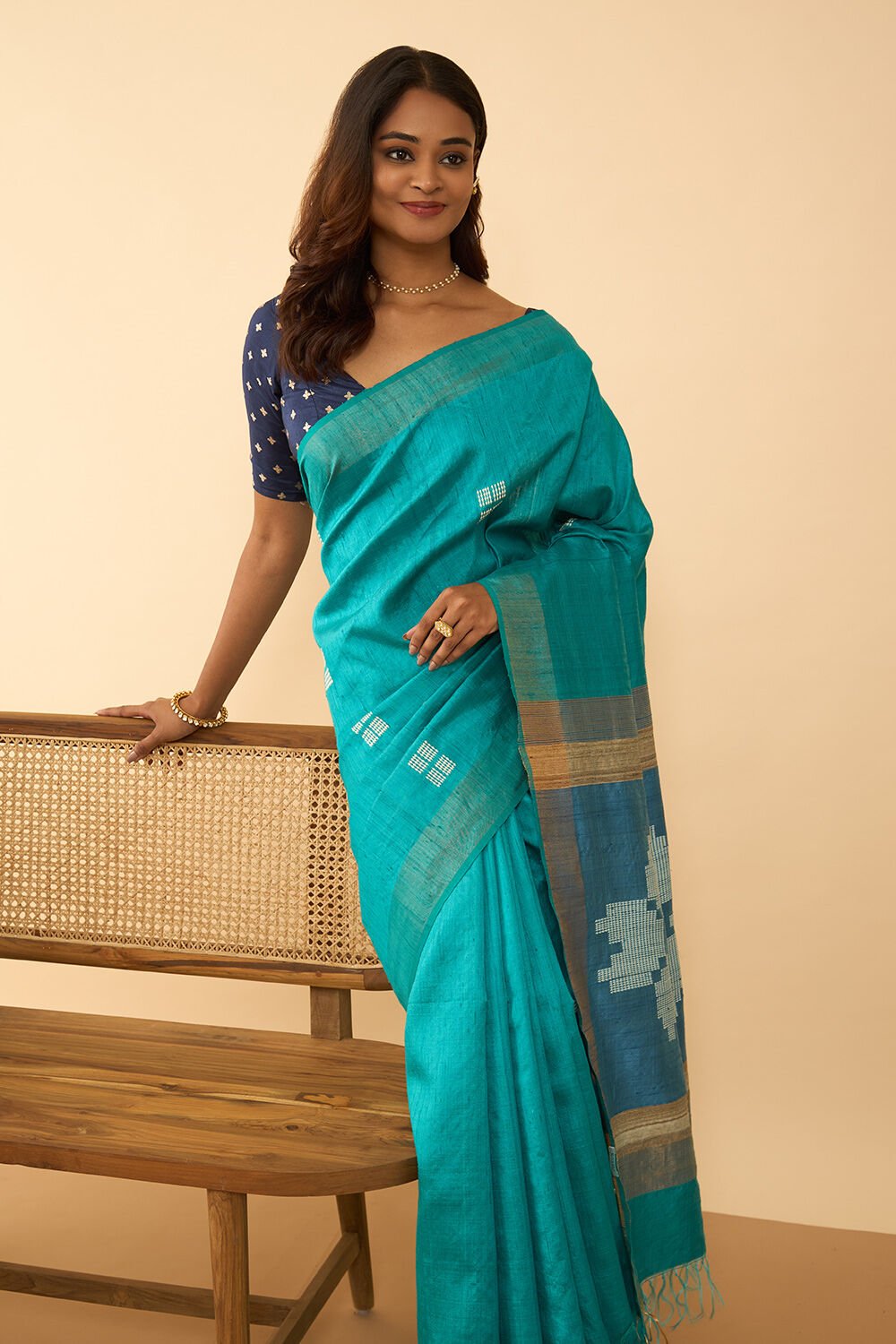 Blue Bhagalpur Woven Pure Silk Saree image number null