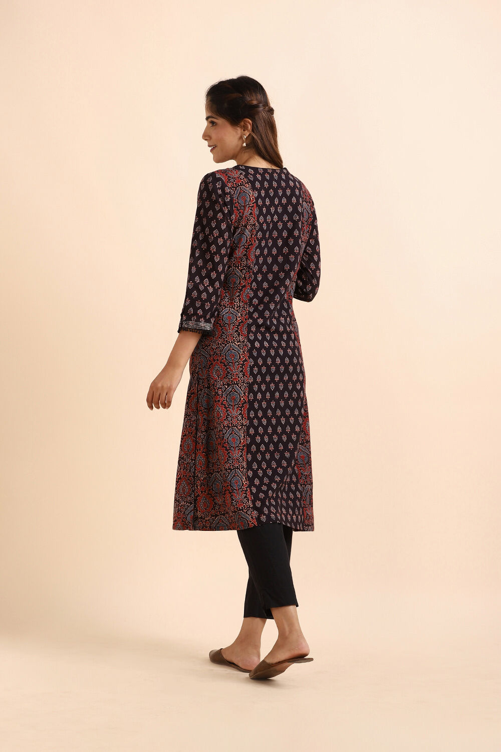 Black Ajrakh Block Printed Cotton Kurta image number null