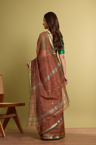 Brown Woven Pure Silk Cotton Chanderi Saree thumbnail image number null