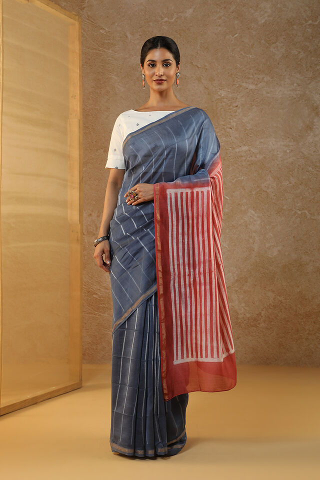 Blue Rajasthan Pure Silk Cotton Tie and Dye Shibori Saree