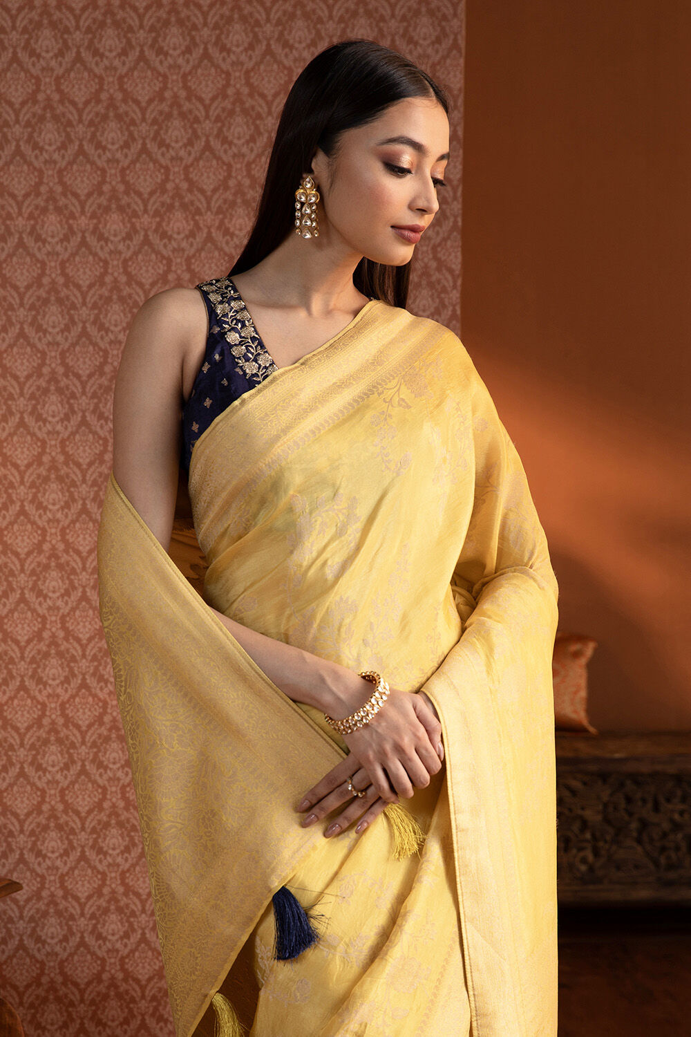 Yellow Woven Luxe Saree image number null