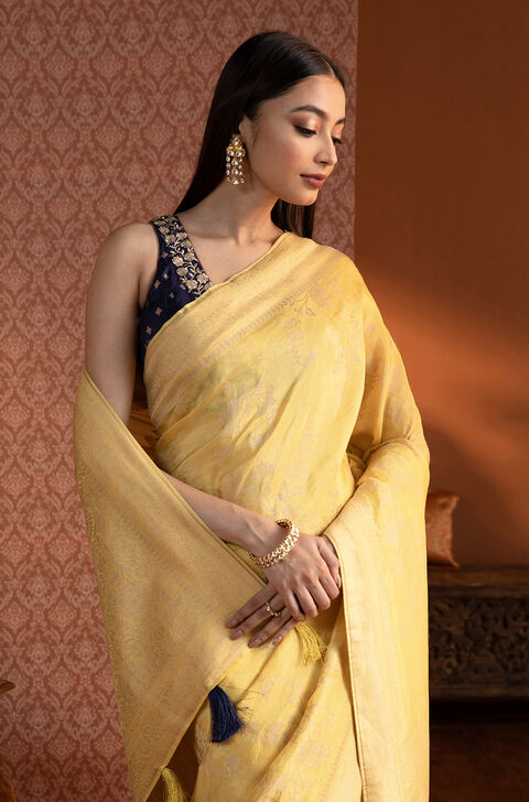 Yellow Woven Luxe Saree