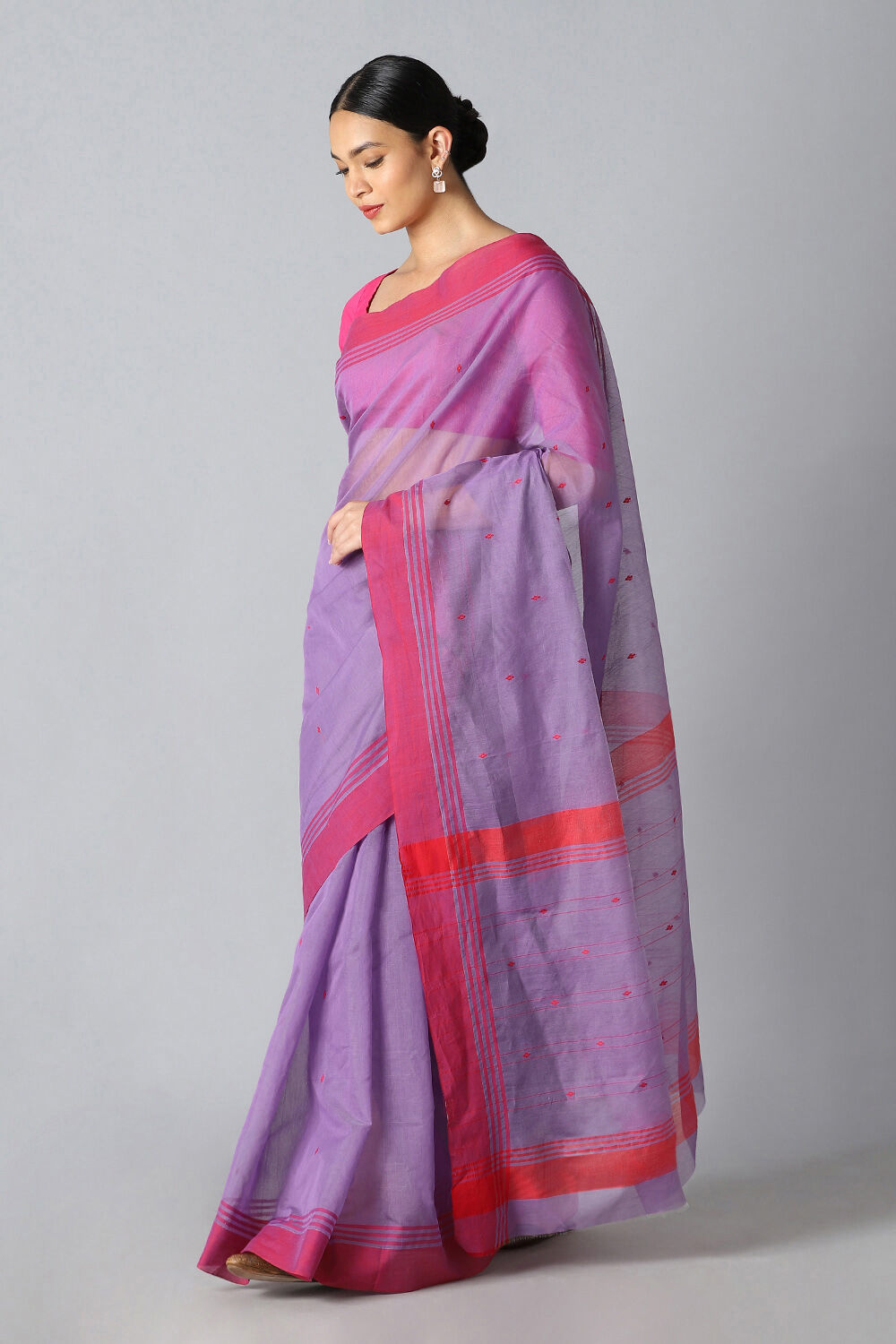 Purple Pure Silk Cotton Chanderi Saree image number null