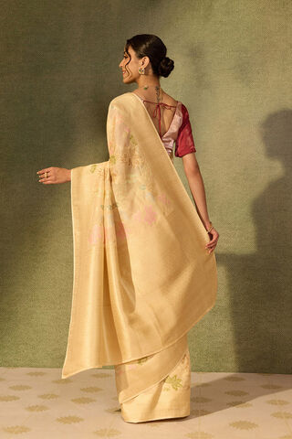 Off White Pure Viscose Woven Saree thumbnail image number null