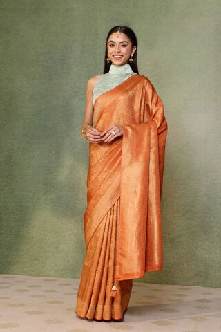 Orange   Woven Viscose Tissue Saree thumbnail image number null