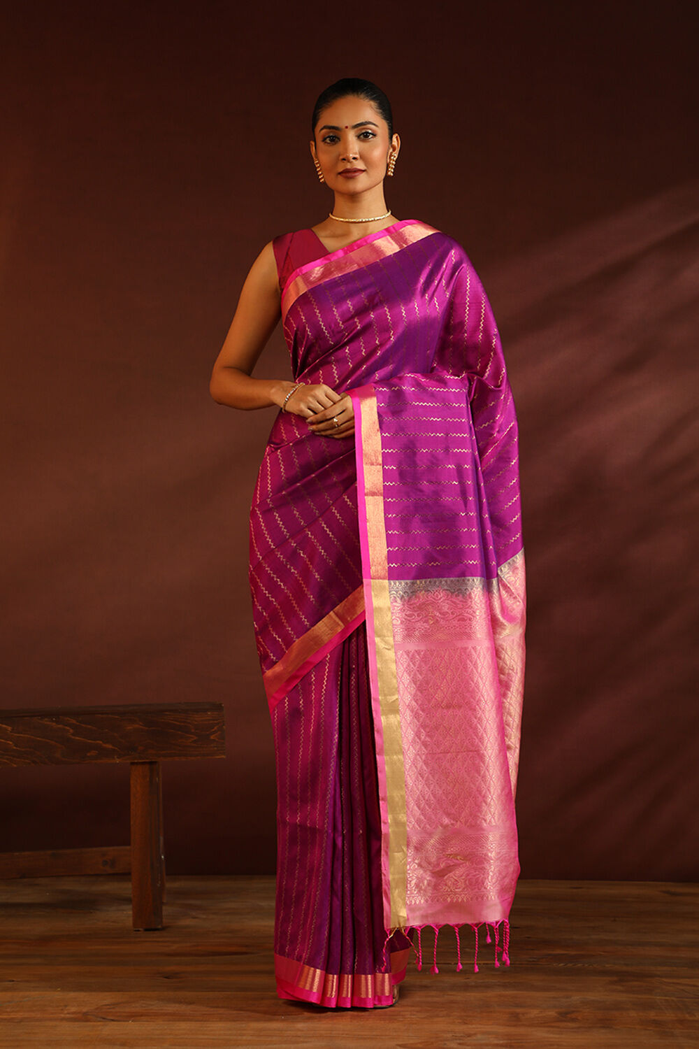 Pink South Pure Silk Woven Saree image number null