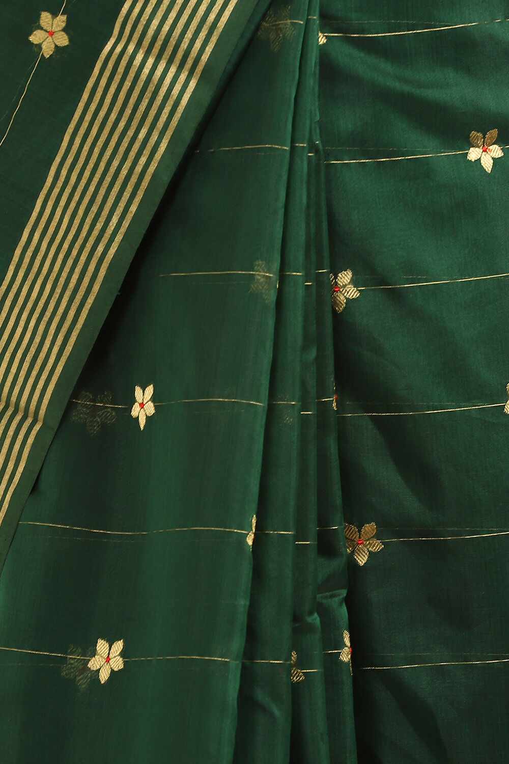 Dark Green Pure Silk Cotton Chanderi Saree image number null