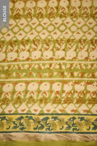 Yellow Rajasthan Pure Silk Cotton Printed Sanganeri Saree thumbnail image number null