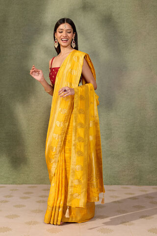 Yellow Woven Pure Viscose Saree thumbnail image number null