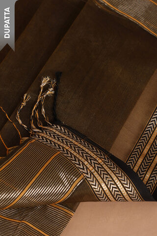 Brown Woven Pure Silk Tissue Unstitched Suit Set thumbnail image number null