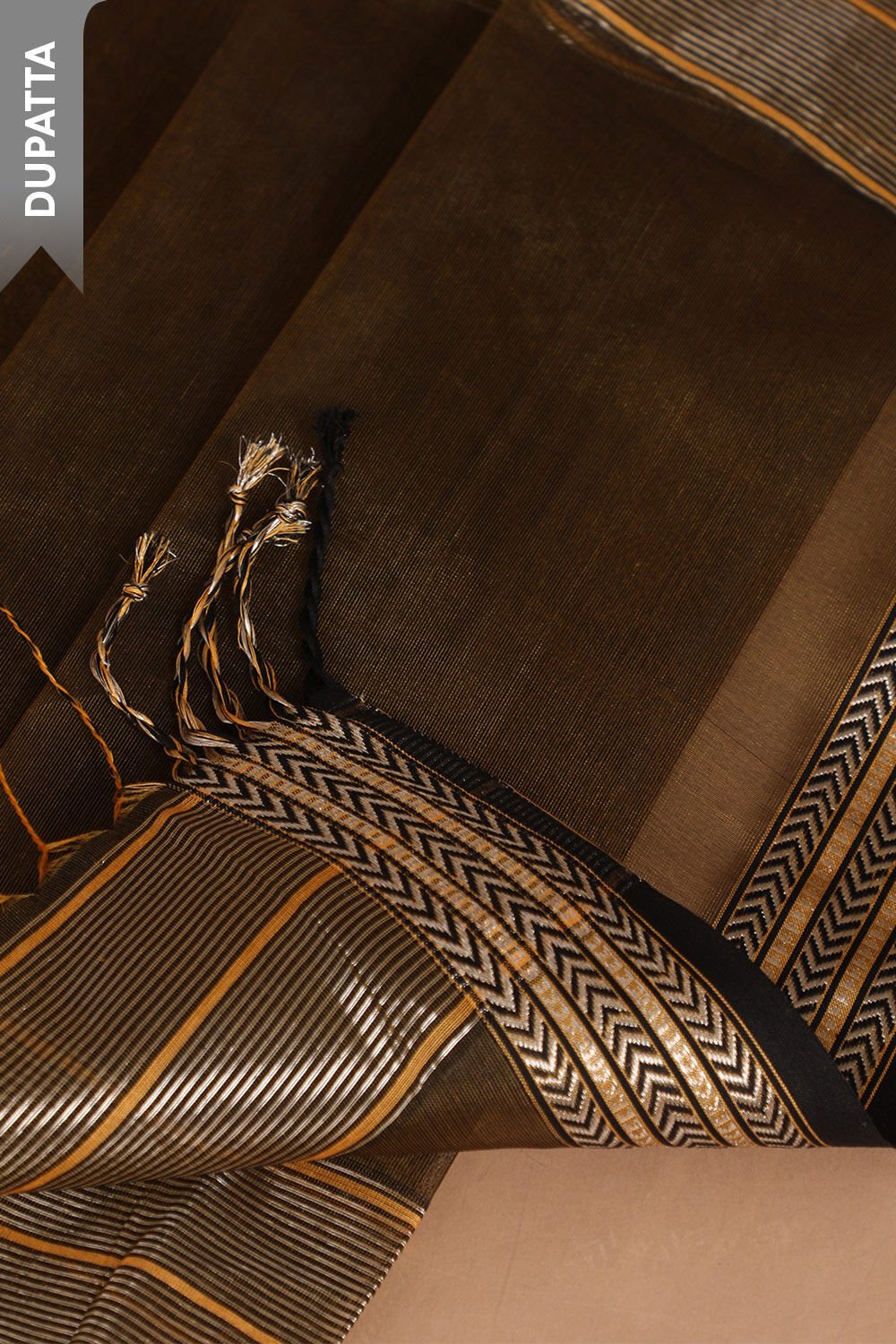 Brown Woven Pure Silk Tissue Unstitched Suit Set image number null