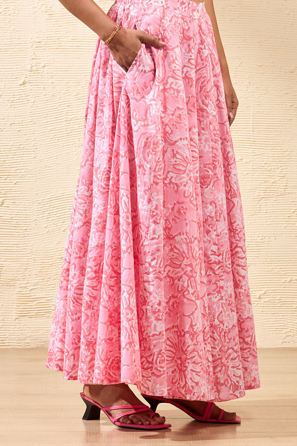 Light Pink Rajasthan Block Printed Pure Cotton Ethnic Skirt image number null