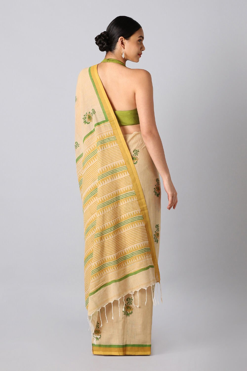 Brown Pure Cotton Printed Saree image number null
