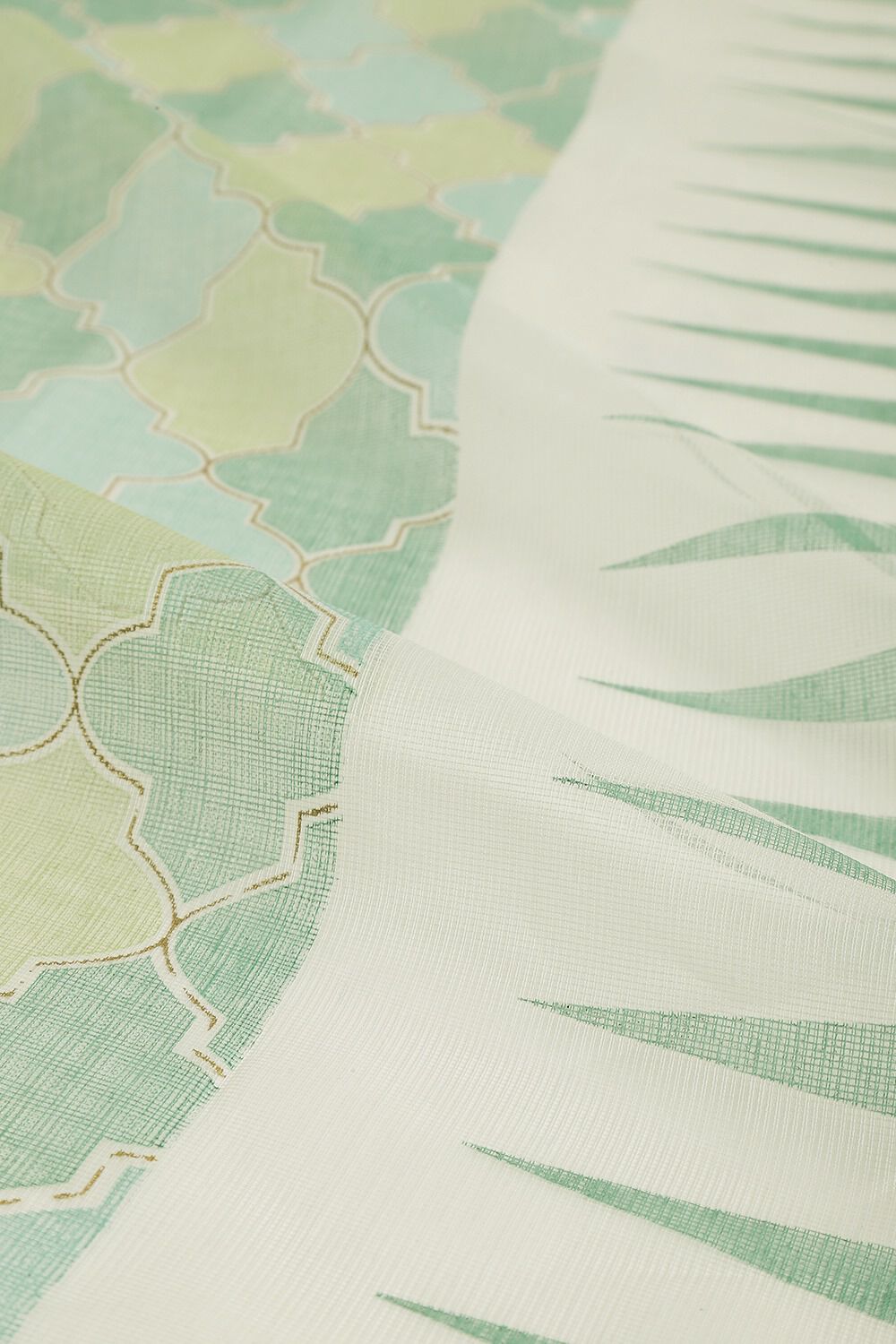 Green Screen printed Pure Silk Cotton Saree image number null