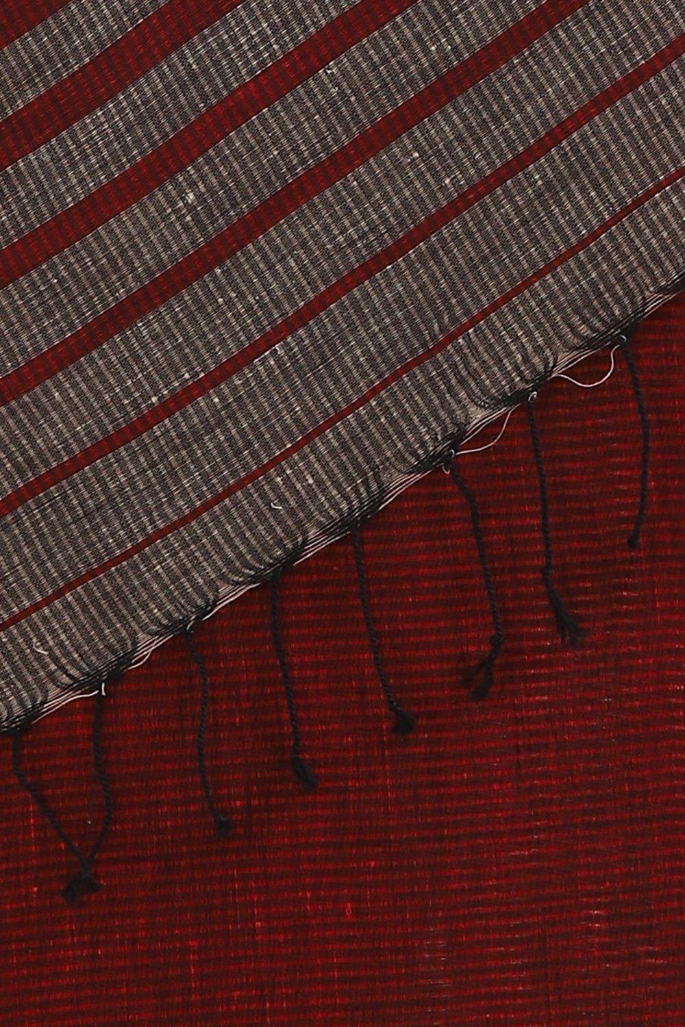 Dark Red Pure Cotton Linen Bengal Saree image number null