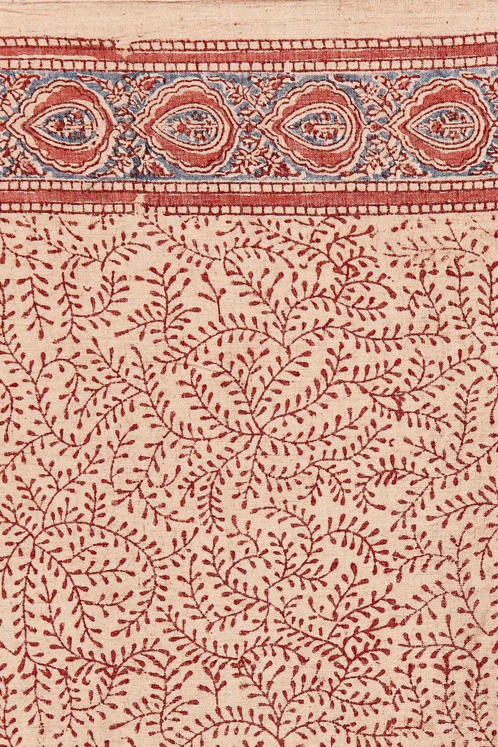 Beige Pure Khadi Cotton Printed Kalamkari Saree image number null