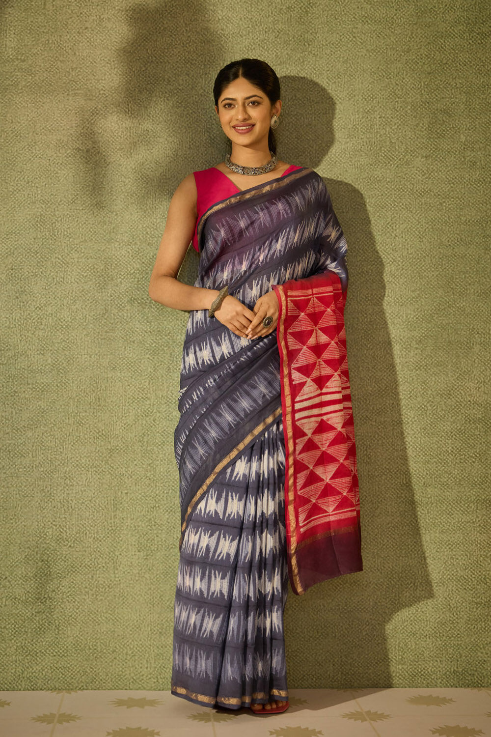 Blue Rajasthan Pure Silk Cotton Tie & Dye Shibori Saree image number null