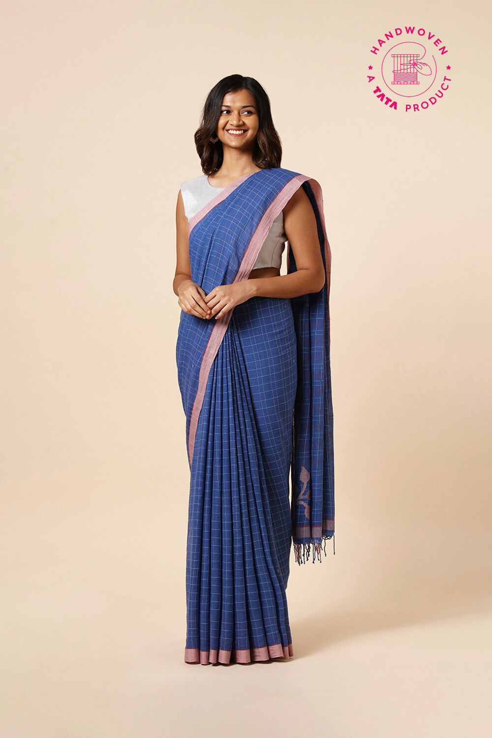 Blue Cotton Pure Khadi Jamdani Saree image number null