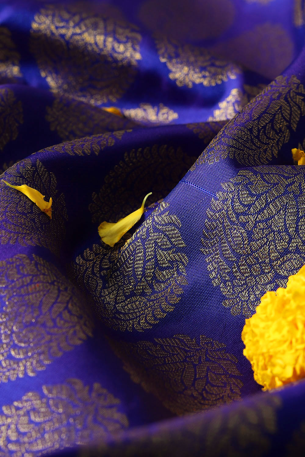 Dark Blue Pure Silk Kanjivaram Saree image number null