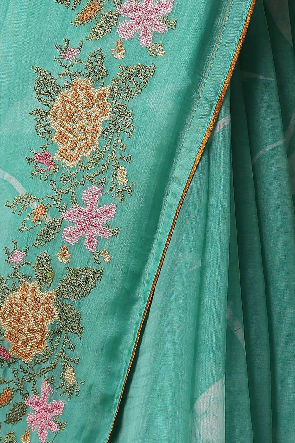 Light Blue Tencel Embroidered Saree image number null