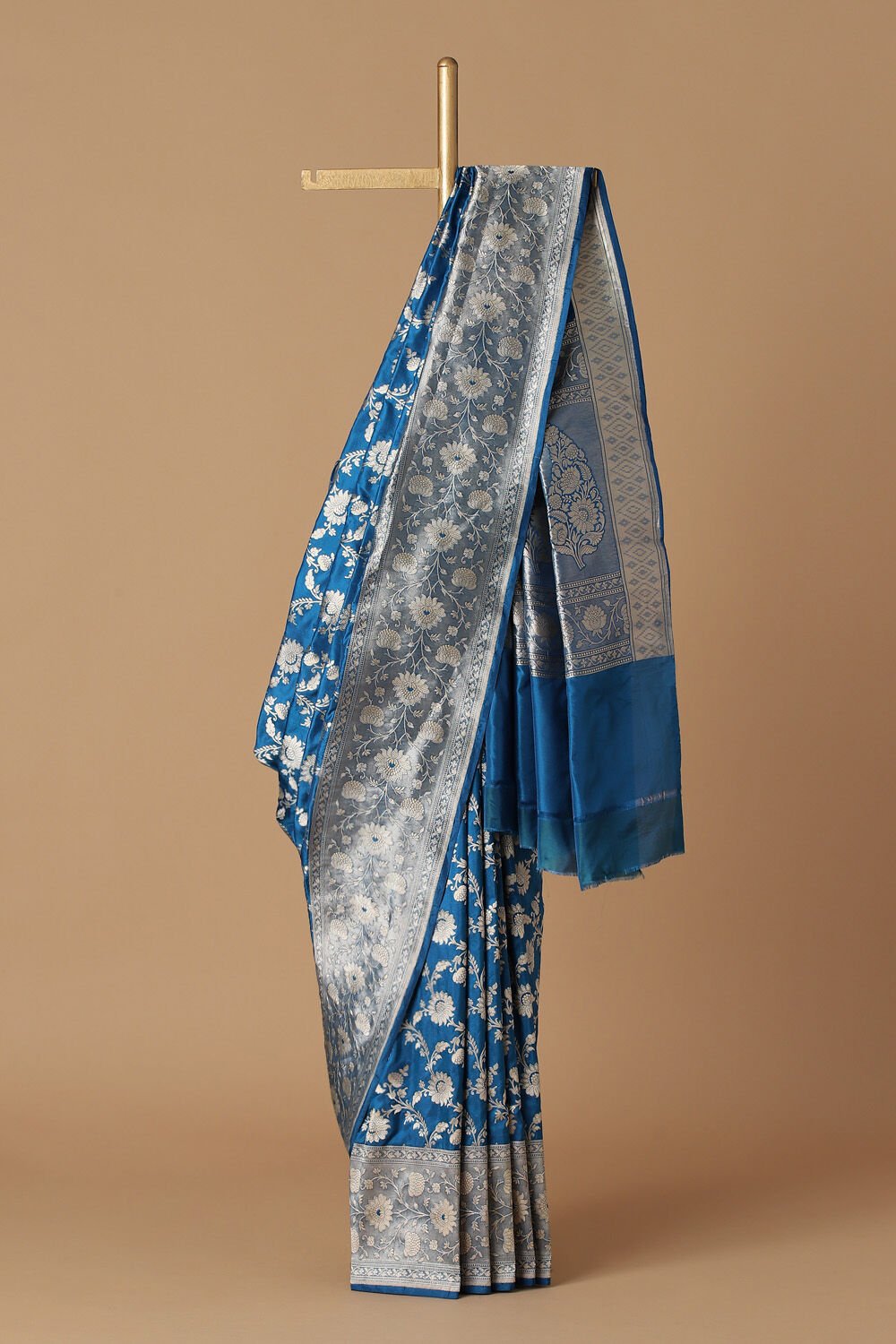 Dark Blue Pure Silk Banarasi Saree image number null