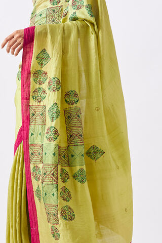 Green Pure Silk Hand Paint Saree thumbnail image number null